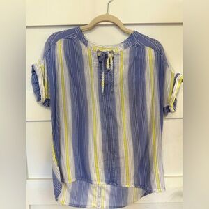 Caslon cotton and viscose tunic loose boxy short sleeve striped top gauzy med